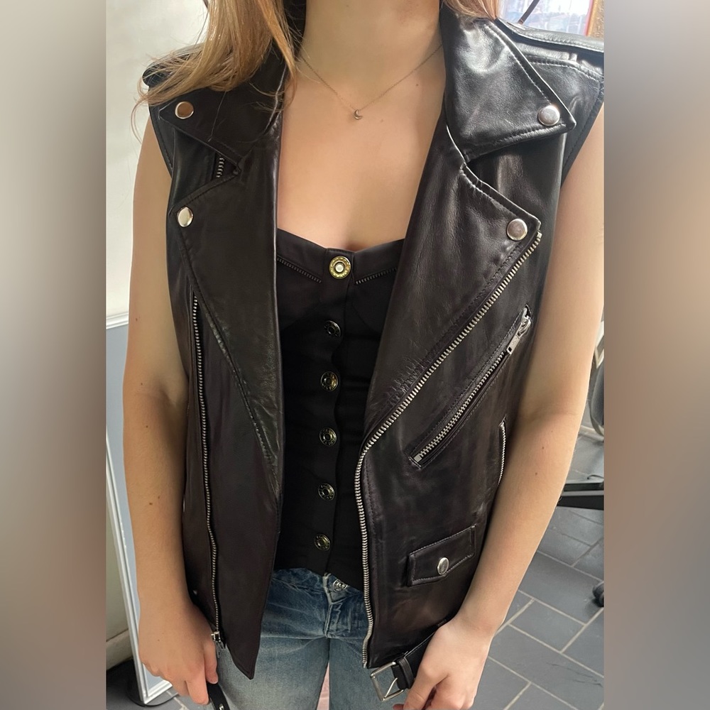 BLK DNM Black Leather Moto Vest